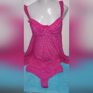 Cacique Pink Lace Babydoll Set Size 18/20